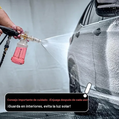 Vista 2 de Raincovo Cañón de espuma para lavadora a presión, cañón de espuma Snow Clear para lavado de autos, filtro de acero inoxidable, boquilla ajustable