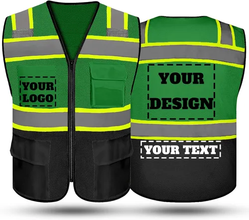 Vista 23 de Chaleco de seguridad reflectante de alta visibilidad con 5 bolsillos y cremallera clase 2 para adultos, unisex, ropa de trabajo de seguridad