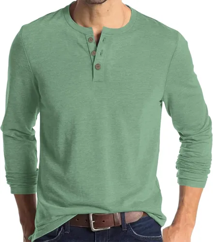 Vista 10 de Men's Casual Shirt, Button Down Long Sleeve Solid Dress Shirt Beach Vacation Shirts