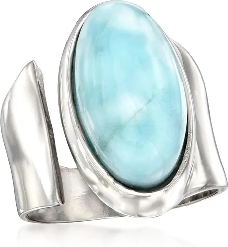 Vista 4 de Ross-Simons Anillo envolvente Larimar en plata de ley
