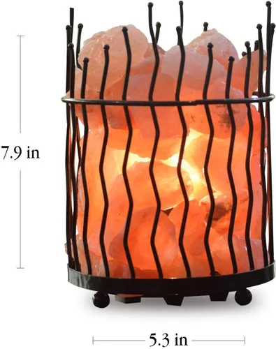 Vista 8 de Himalayan Glow Lámparas de cesta estilo pilar, lámpara nocturna de sal del Himalaya pura con trozos de sal, bombilla e interruptor regulable