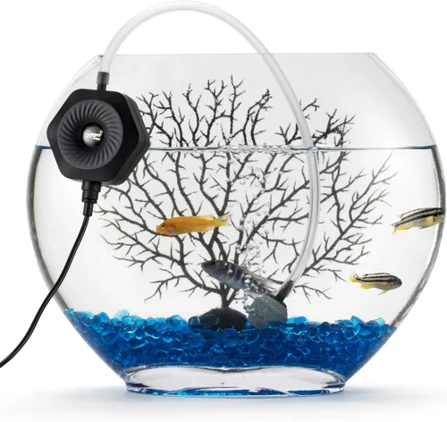 Vista 3 de hygger Mini bomba de aire silenciosa para acuario pequeña Betta Fish Tank Bubbler Bomba de aireación de oxígeno con tubo de piedra de aire ventosa