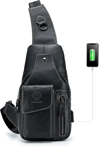 Vista 178 de LUKZIJAES Bolso bandolera de cuero genuino para hombre