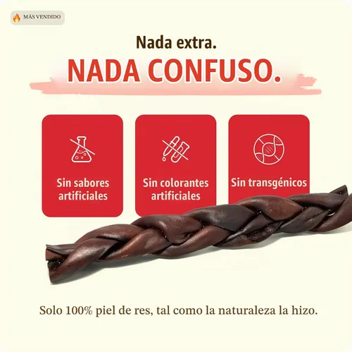 Vista 4 de Natural Farm Golosinas de colágeno trenzadas para perros (30 cm, paquete de 6), palitos de colágeno, golosinas naturales para perros, de larga