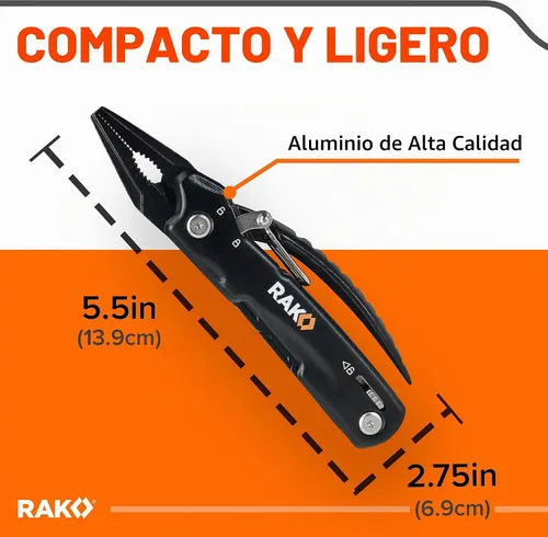 Vista 3 de RAK Pro Tools - Alicates multiherramienta – Regalos únicos geniales para papás que lo tienen todo – Multiherramienta compacta de supervivencia DIY
