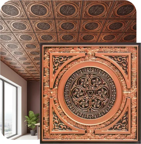 Vista 35 de Steampunk-Faux - Azulejo de techo de hojalata - Plata envejecida, paquete de 25 Plata antigua