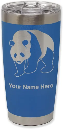 Vista 35 de LaserGram Vaso aislado al vacío de 20 onzas, oso panda, grabado personalizado incluido (negro)