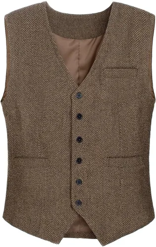 Vista 3 de TOGROP Chaleco de disfraz de los años 20 para hombre, sombrero y accesorios para reloj de bolsillo, juego de accesorios para fiesta de adultos