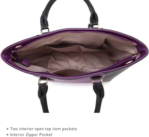 Vista 6 de DASEIN - Bolsa de mano para mujer, bolsa tipo bandolera, asa superior, bolsa plana para trabajar