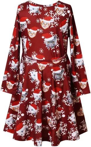 Vista 2 de Jxstar Vestidos de manga larga para niñas, ropa de otoño e invierno, vestido con vuelo