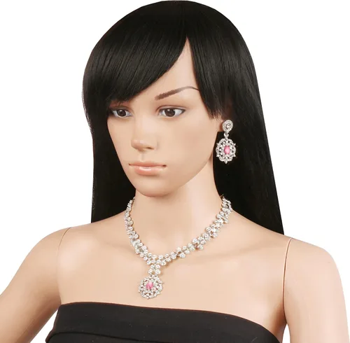 Vista 2 de Sunsoul Por Touchstone - Juego de collar de novia de Bollywood indio con diamantes de imitación brillantes en tono dorado o blanco para mujer.