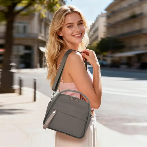 Vista 2 de Small Crossbody Bags for Women Nylon Top Handle Handbag Commute Underarm Shoulder Tote Bag Purse