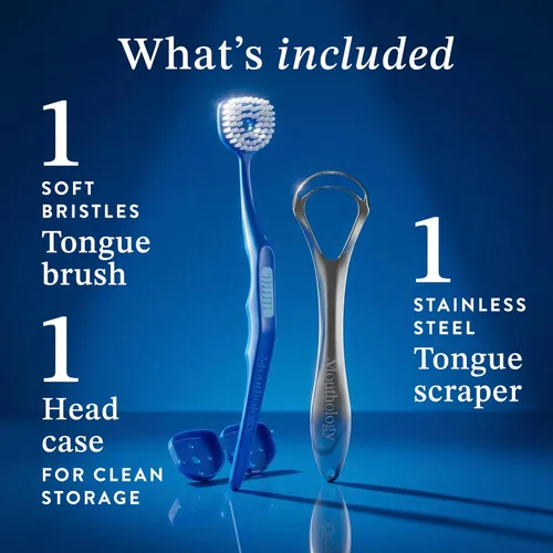Vista 9 de Mouthology Cepillo de Lengua y Raspador de Lengua (Paquete Combo), Reduce el Mal Aliento y Mejora la Higiene Oral, Cepillo Raspador de Lengua