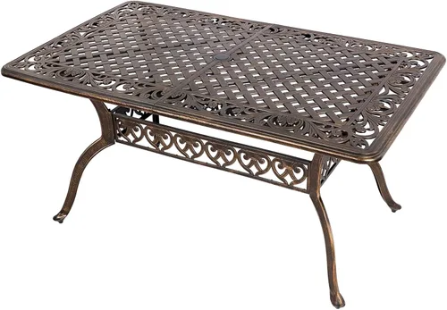 Vista 10 de TITIMO Mesa de comedor de 87 pulgadas, mesa de comedor rectangular de aluminio fundido para exteriores, mesa resistente a la intemperie con agujero