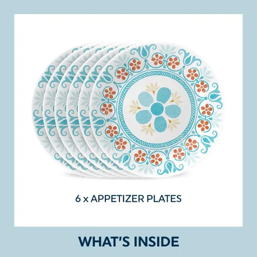 Vista 2 de Corelle Vitrelle - Juego de platos de aperitivos para ensalada de 6 piezas (6.75"), vidrio de triple capa y resistente a las astillas, platos