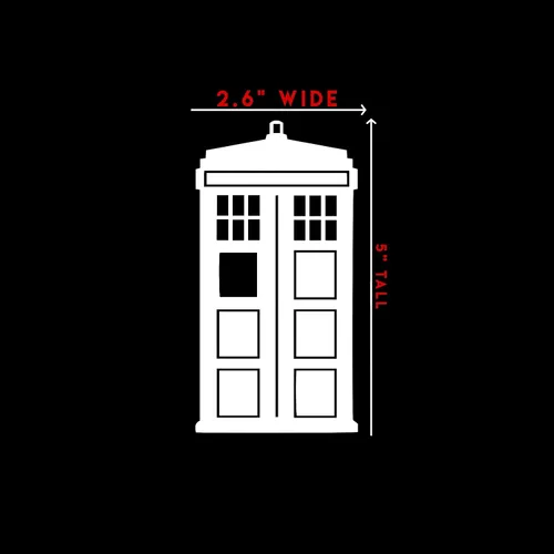 Vista 3 de Calcomanía adhesiva para auto, notebook, DW Tardis Whovian de 5 pulgadas (blanca)