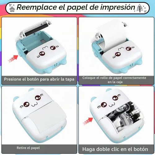 Vista 4 de HomeBeyond Mini impresora térmica, impresora Bluetooth inalámbrica para iOS Android, papel de impresión de 13 rollos, recibo portátil, foto sin