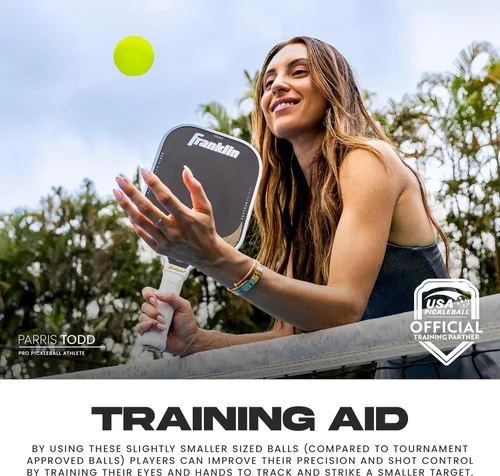 Vista 5 de Franklin Sports Pickleballs de entrenamiento - Pickleballs de entrenamiento para principiantes + práctica de habilidades - Bolas de pickleball al