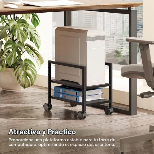 Vista 2 de HOOBRO Soporte para PC, soporte de torre de PC de 2 niveles que se adapta a la mayoría de torres de computadora, soporte de CPU para piso, altura