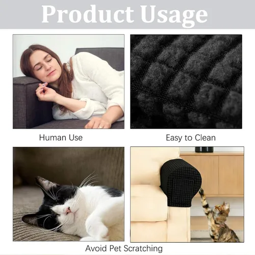 Vista 7 de Juego de 2 fundas elásticas para brazos de sofá con bolsillo, fundas extraíbles antideslizantes para reposabrazos para sillón reclinable y sillones