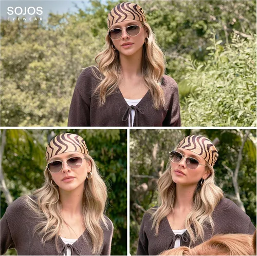 Vista 2 de SOJOS Gafas de sol polarizadas retro estilo aviador para mujeres y hombres, estilo vintage de los años 70, protección UV, para mujer y hombre, SJ1265