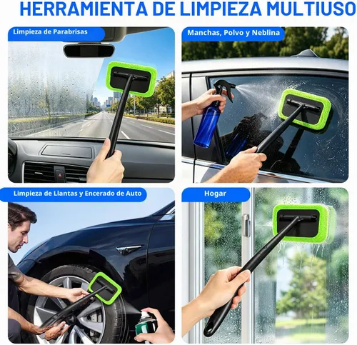 Vista 9 de Xindell - Limpiador de ventanas de coche - Juego de limpiaparabrisas, capó de microfibra, limpiador exterior e interior de coche con mango largo
