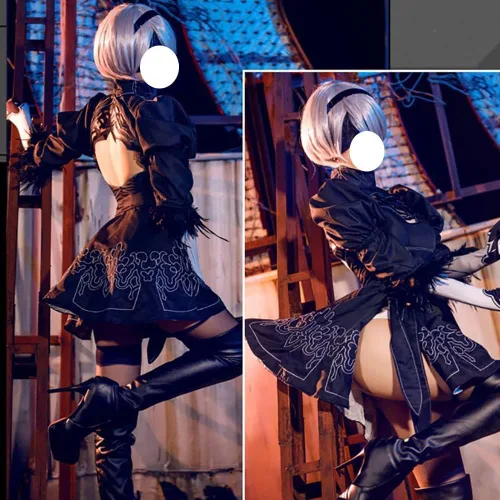 Vista 7 de Smehei Disfraz de cosplay, vestido negro, conjunto completo de fiesta de disfraces de Halloween
