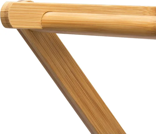 Vista 7 de Household Essentials Estante de secado de ropa plegable de bambú, estante de lavandería de lujo con 11 clavijas, respetuoso con el medio ambiente