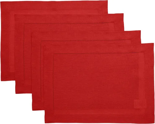 Vista 123 de Solino Home Juego de 4 manteles individuales cuadrados de 14 x 14 pulgadas, lino 100 % puro, de 14 x 14 pulgadas, dobladillo clásico, lavables a