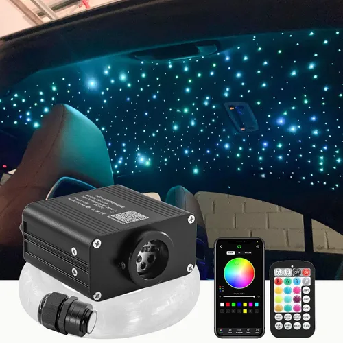 Vista 10 de ATOKEE Kit de Luces de Techo Estrellado Twinkle de 16W con 200 piezas, Fibra Óptica de Tamaño Compacto de 0.03 pulgadas 6.5 pies, Luces de Techo
