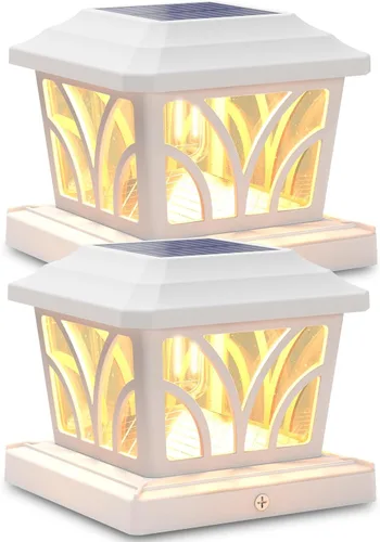 Vista 10 de SIEDiNLAR - Faroles solares para postes exteriores, de aluminio y vidrio, 2 modos, 20 lúmenes, bombillas LED Edison para postes de 4x4, 5x5, 6x6