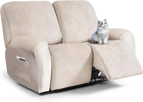 Vista 29 de ANARACHON Fundas para sillas reclinables con aspecto de cuero, funda elástica de 4 piezas, funda suave para silla reclinable, protector de muebles