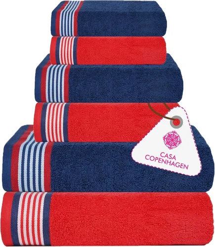 Vista 119 de CASA COPENHAGEN Exotic - Juego de 6 toallas de diseño de 100% algodón egipcio, color azul aguamarina, 550 GSM, 2 toallas de baño, 2 toallas de baño