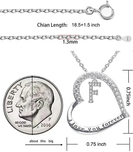Vista 6 de 925 Sterling Silver Infinity Heart Pendant Initial Necklaces Silver Necklace Zircon Pendant Necklaces for Women Jewelry Gift for Women Wife Girls