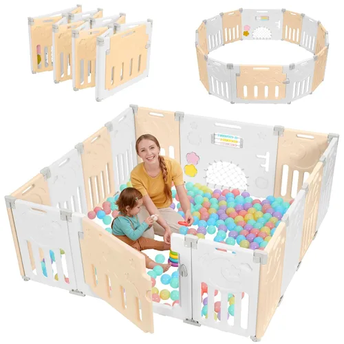 Vista 11 de Corralito para bebés Dripex, corral plegable de 10 paneles para bebés y niños pequeños, área de juego portátil ajustable, centro de actividades