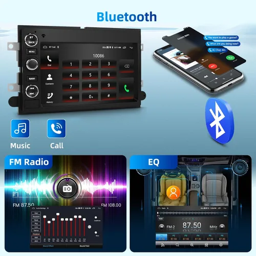 Vista 6 de 2+64G Android 13 Radio de coche estéreo para Ford F150 F250 F350 2004-2014, pantalla táctil de 7 pulgadas estéreo de coche con CarPlay inalámbrico