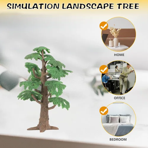 Vista 8 de Kisangel Juguete de árbol de paisaje, mini modelo de ciprés de pino, árbol simulado de 9.44 pulgadas para niños, decoración de oficina en el hogar