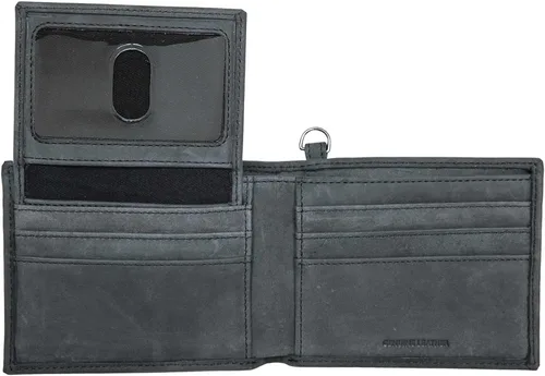 Vista 2 de Harley-Davidson Eagle B&S Billetera bi-Fold de cuero genuino RFID para hombre, color negro, Negro, 4.5" x 3.5