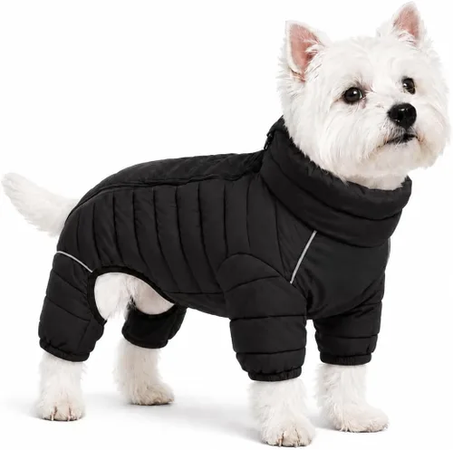 Vista 10 de Suéter para Perro ArmyGreen, Resistente al Viento, Reflectante - Chaqueta de Invierno Dirigible para S, M, L - Cremallera, Tallas Ajustables Verde