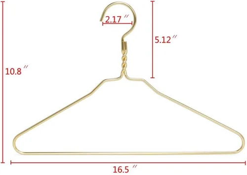Vista 5 de Hermosas perchas de metal de aluminio dorado resistentes (paquete de 10 unidades, dorado)