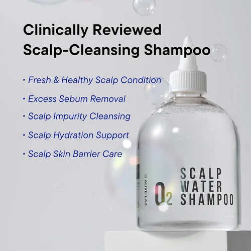 Vista 3 de ALIVELAB O2 Champú de agua para cuero cabelludo sensible, picazón, anticaspa, limpieza profunda y calmante, cuidado del cabello, limpiador del cuero