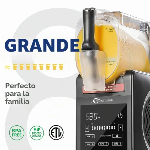 Vista 2 de Máquina de Granizados de 85 oz Fabricadora de Bebidas Congeladas con 6 Programas Preestablecidos, Control Inteligente de Temperatura, Enjuague Negro