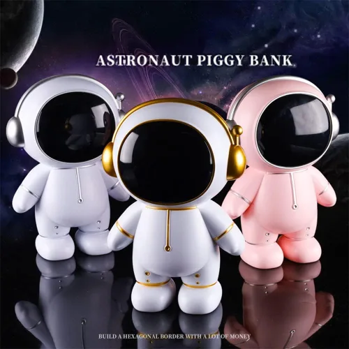 Vista 9 de Alcancía de astronauta, bonita caja de dinero de astronauta, figura de astronauta, decoración de escritorio, estatua, adorno divertido de astronauta