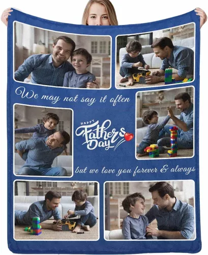 Vista 30 de Artsadd Manta personalizada con foto, mantas personalizadas para papá y abuelo, regalos del Día del Padre, manta conmemorativa para la familia