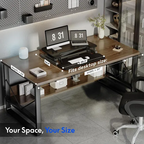 Vista 4 de FLEXISPOT Convertidor de escritorio de pie de 28 pulgadas para espacios pequeños, elevador de escritorio compacto para computadora de pie Negro