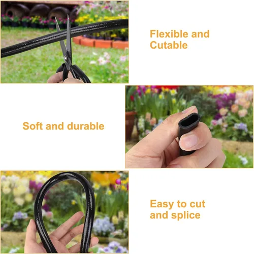 Vista 4 de Tubo de riego de 1/2 pulgada 50 pies, sistema de riego por goteo rígido PE para jardín, (0.52 ″ ID X 0.60 ″ OD) Línea de goteo negra, riego
