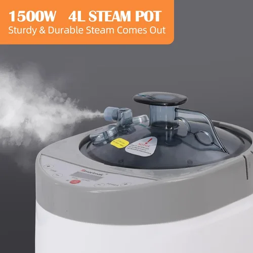 Vista 2 de Smartmak Vaporizador de sauna, generador de olla de vapor portátil de 4 litros mejorado de 1500 W con control remoto, máquina de spa con pantalla