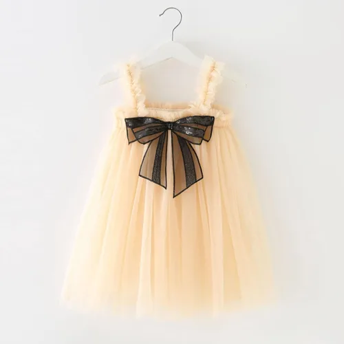 Vista 2 de Vestido tutú de tul acanalado con estampado floral de tul para niñas pequeñas, vestido de vacaciones y playa, vestido de fiesta lindo y esponjoso