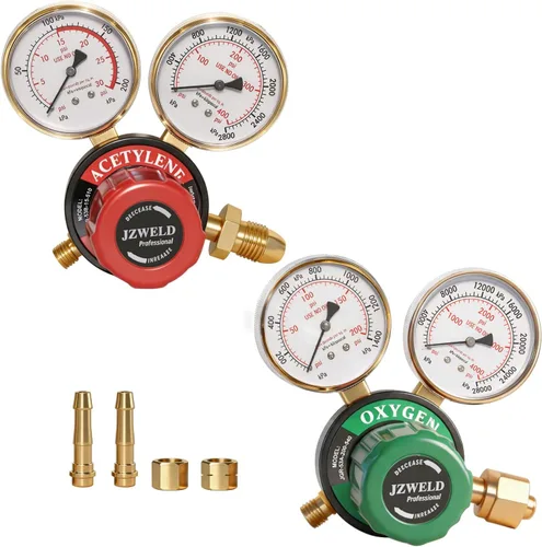 Vista 8 de Reguladores de acetileno CGA510, Regulador de acetileno para soldadura, Conexión de entrada CGA510 de calibre de acetileno, CGA510 Regulador