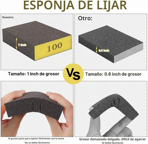 Vista 3 de Romeda Paquete de 8 bloques de papel de lija, esponja de lijado hecha a mano lavable y reutilizable de 100 granos, bloques de papel de lija para 100